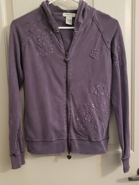 Vertigo Paris Lavender Embroidered Zip Hoodie